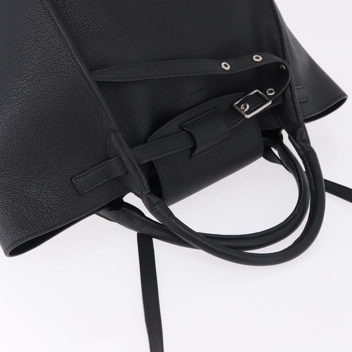 CELINE Big Bag Small Leather 2way Black Silver Auth 193536V