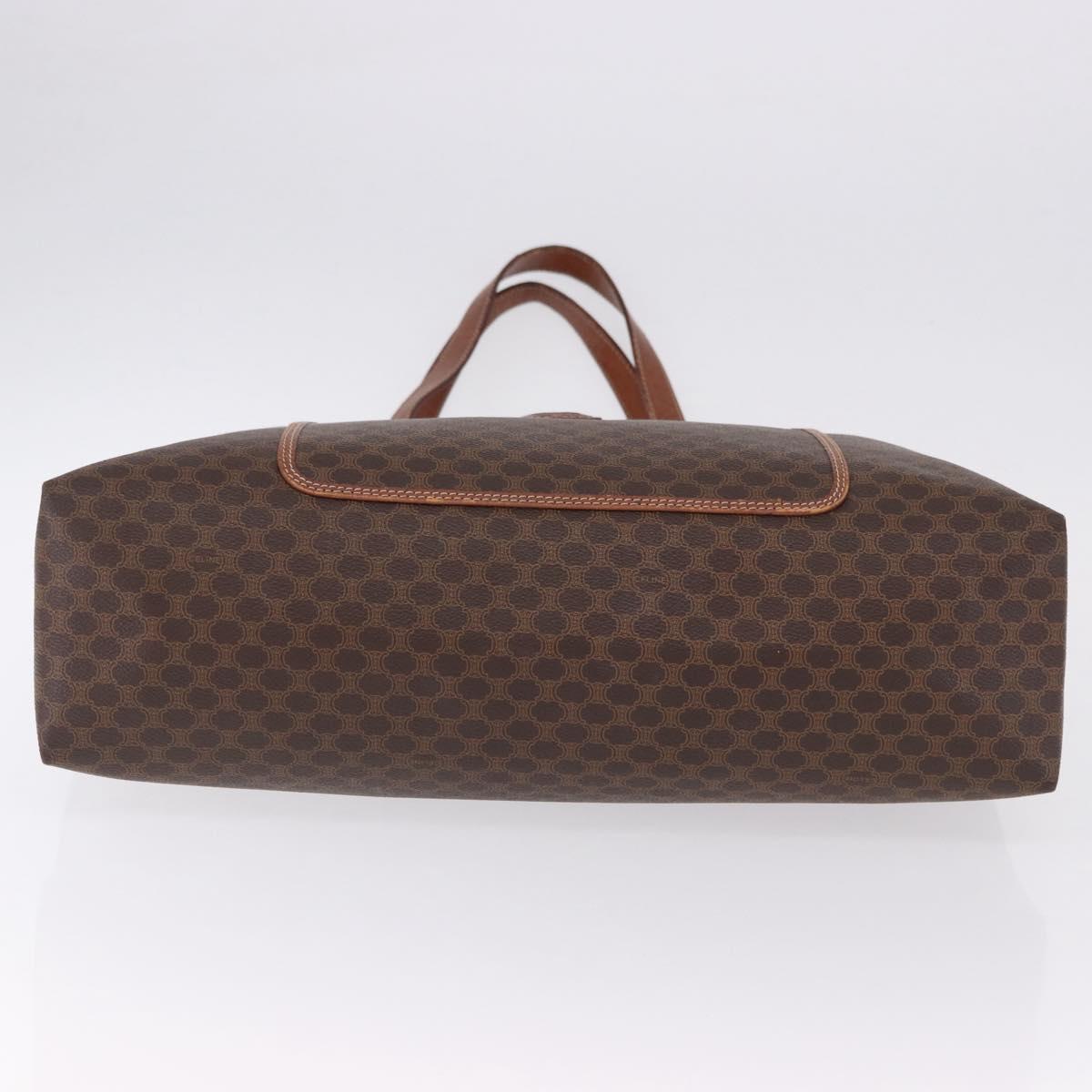 CELINE Macadam Canvas Tote Bag PVC Leather Brown Gold Auth 193538