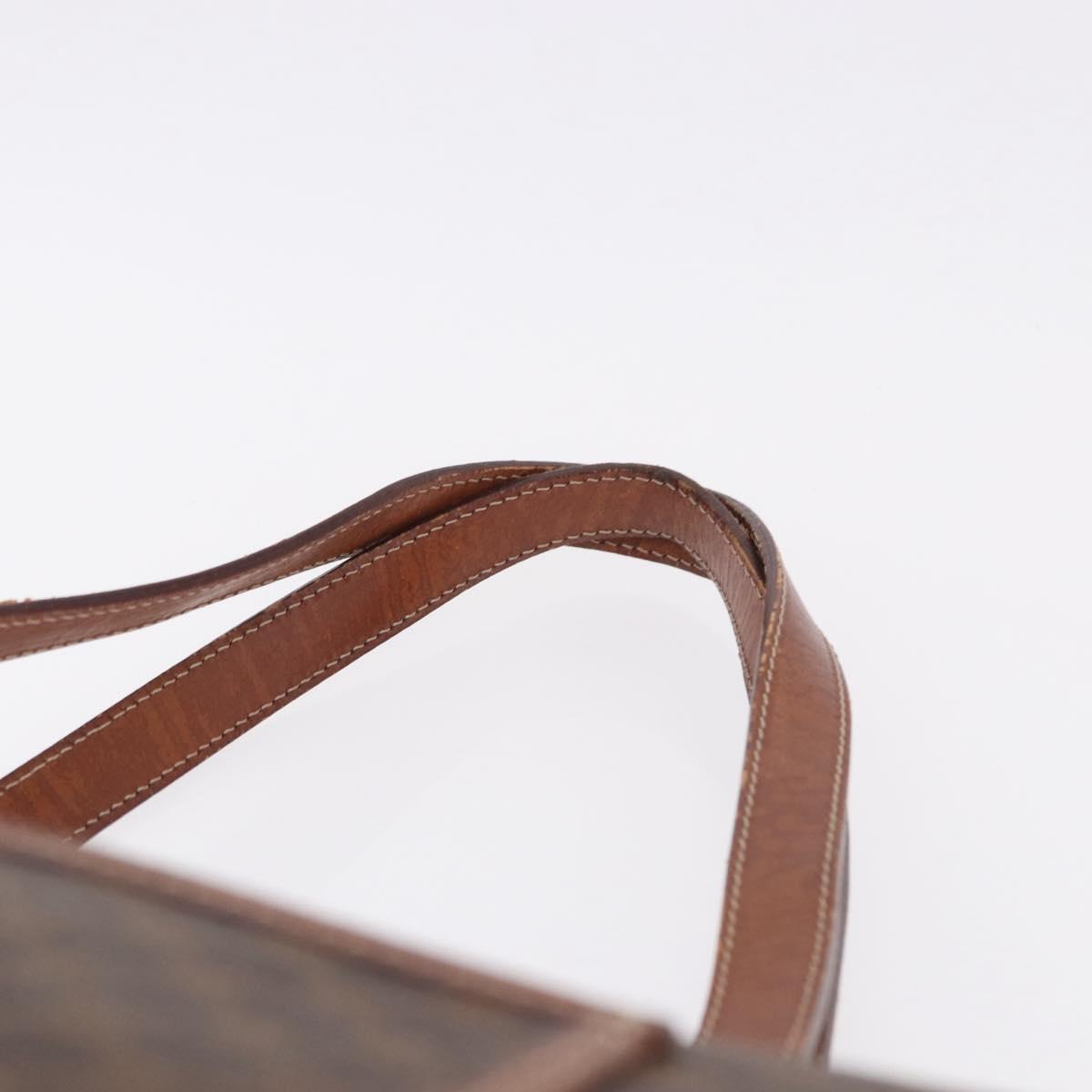 CELINE Macadam Canvas Tote Bag PVC Leather Brown Gold Auth 193538