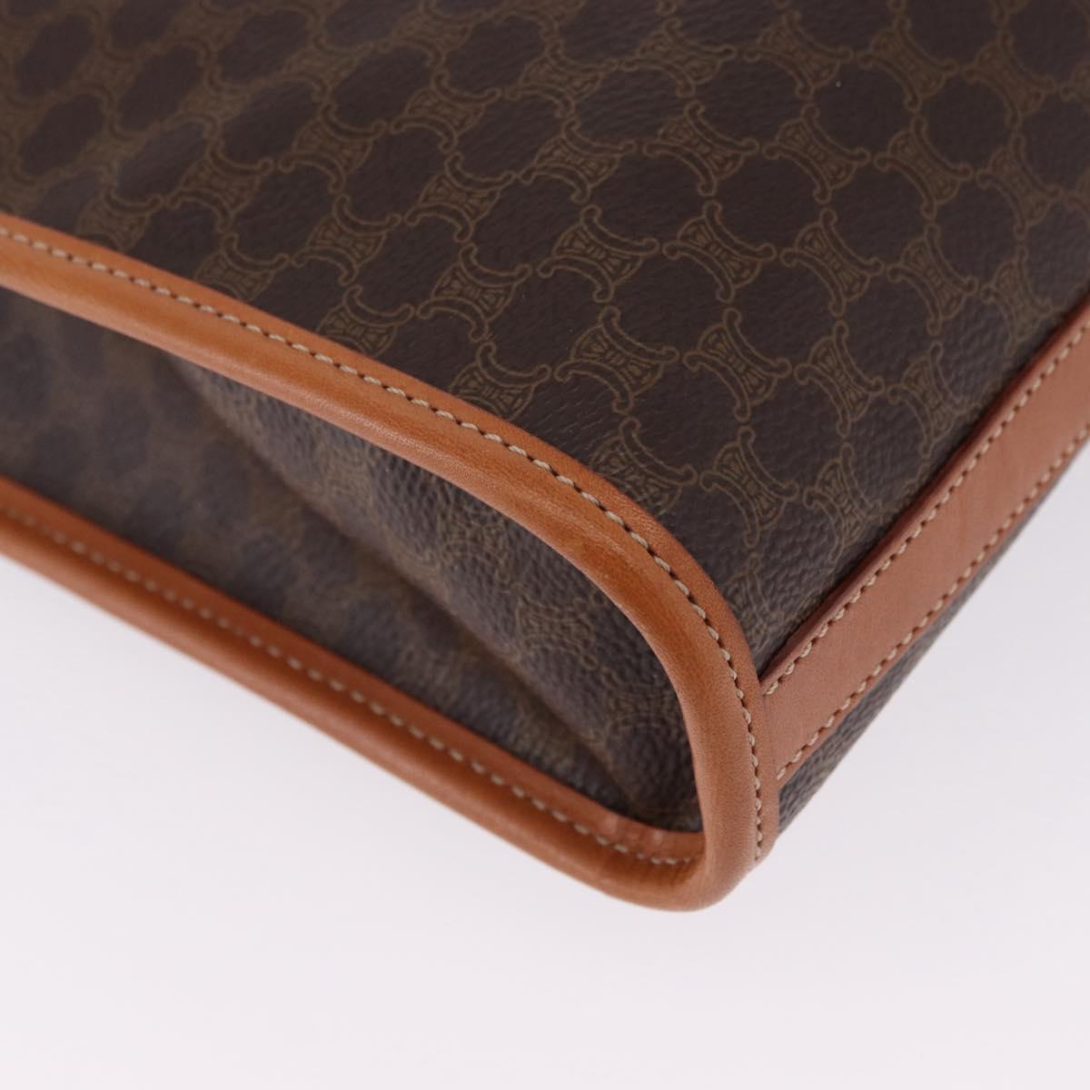 CELINE Macadam Canvas Clutch Bag PVC Leather Brown Gold Auth 193540V