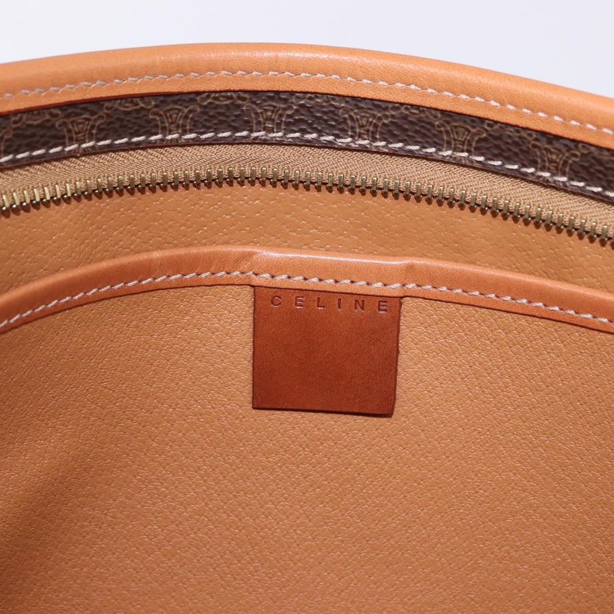 CELINE Macadam Canvas Clutch Bag PVC Leather Brown Gold Auth 193540V