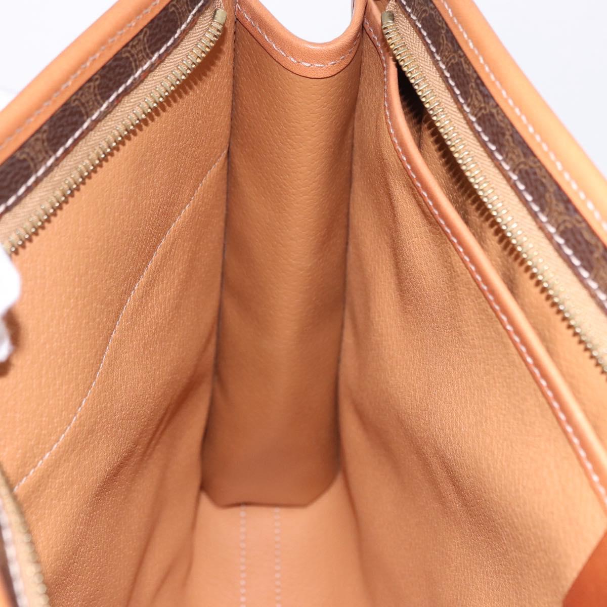 CELINE Macadam Canvas Clutch Bag PVC Leather Brown Gold Auth 193540V