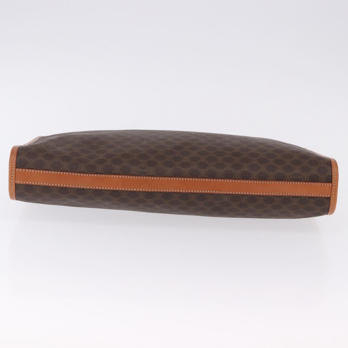 CELINE Macadam Canvas Clutch Bag PVC Leather Brown Gold Auth 193540V