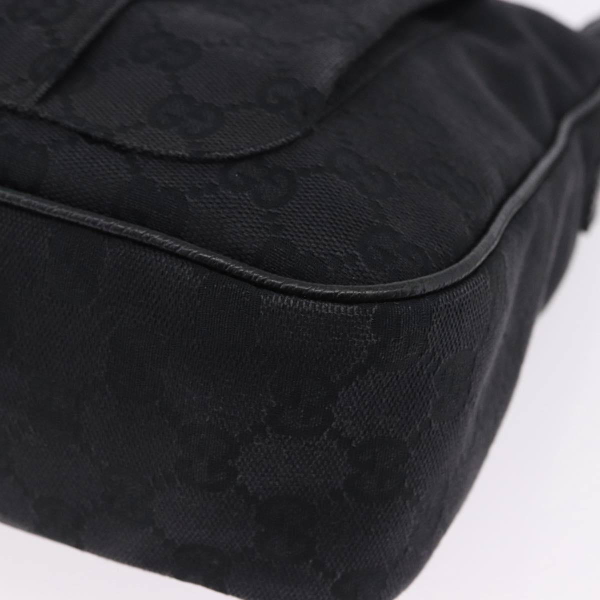 GUCCI GG Canvas Shoulder Bag Black Silver 131211 Auth 193541