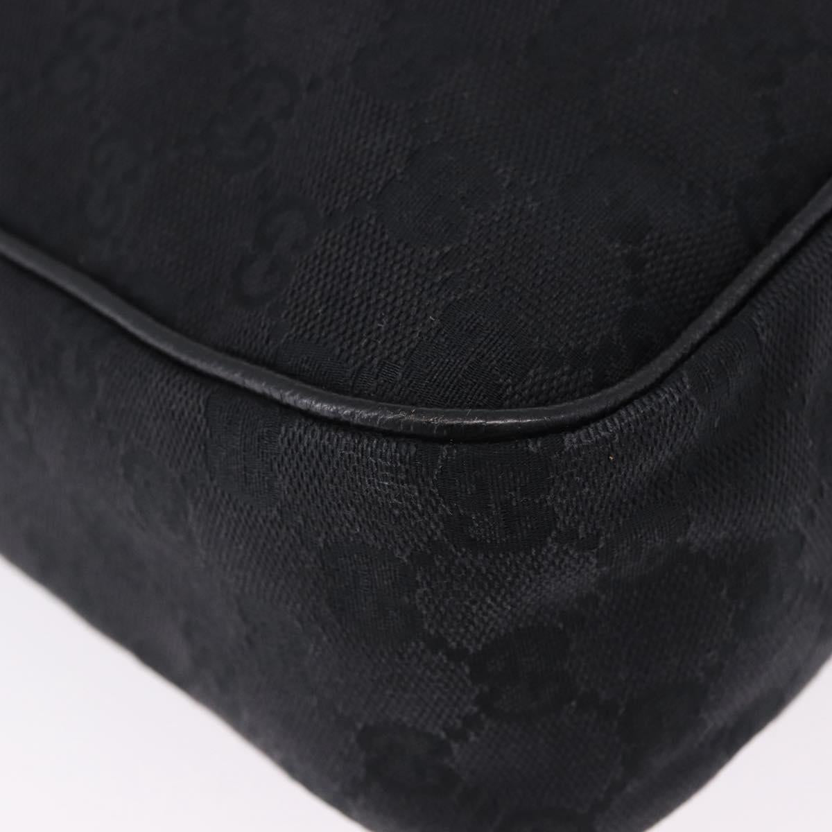 GUCCI GG Canvas Shoulder Bag Black Silver 131211 Auth 193541