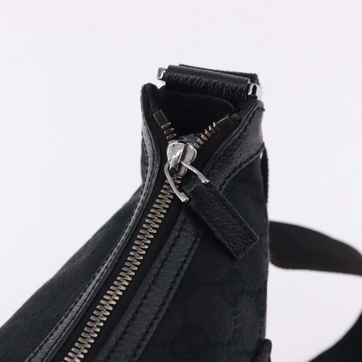 GUCCI GG Canvas Shoulder Bag Black Silver 131211 Auth 193541