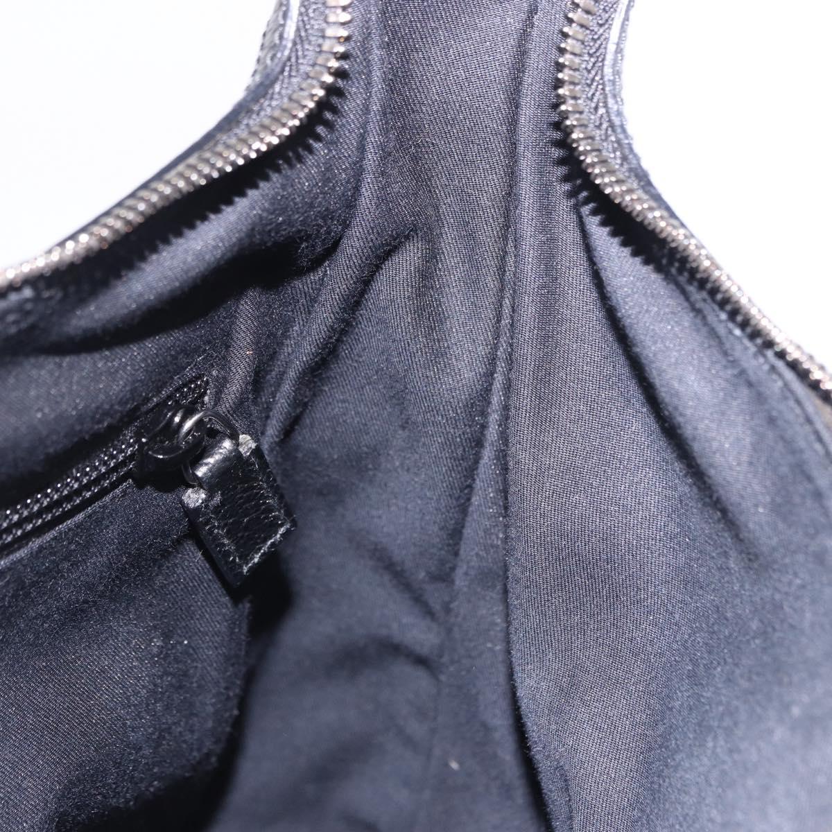 GUCCI GG Canvas Shoulder Bag Black Silver 131211 Auth 193541
