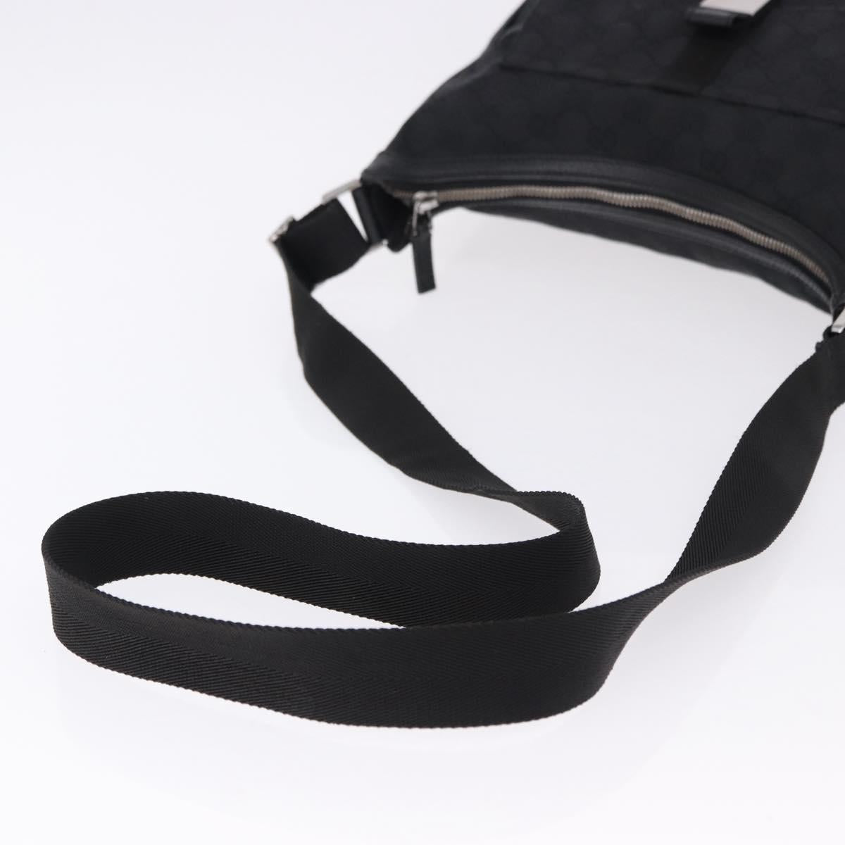 GUCCI GG Canvas Shoulder Bag Black Silver 131211 Auth 193541