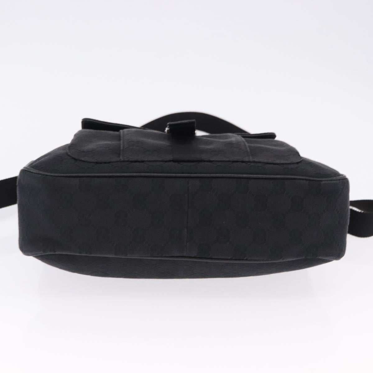 GUCCI GG Canvas Shoulder Bag Black Silver 131211 Auth 193541