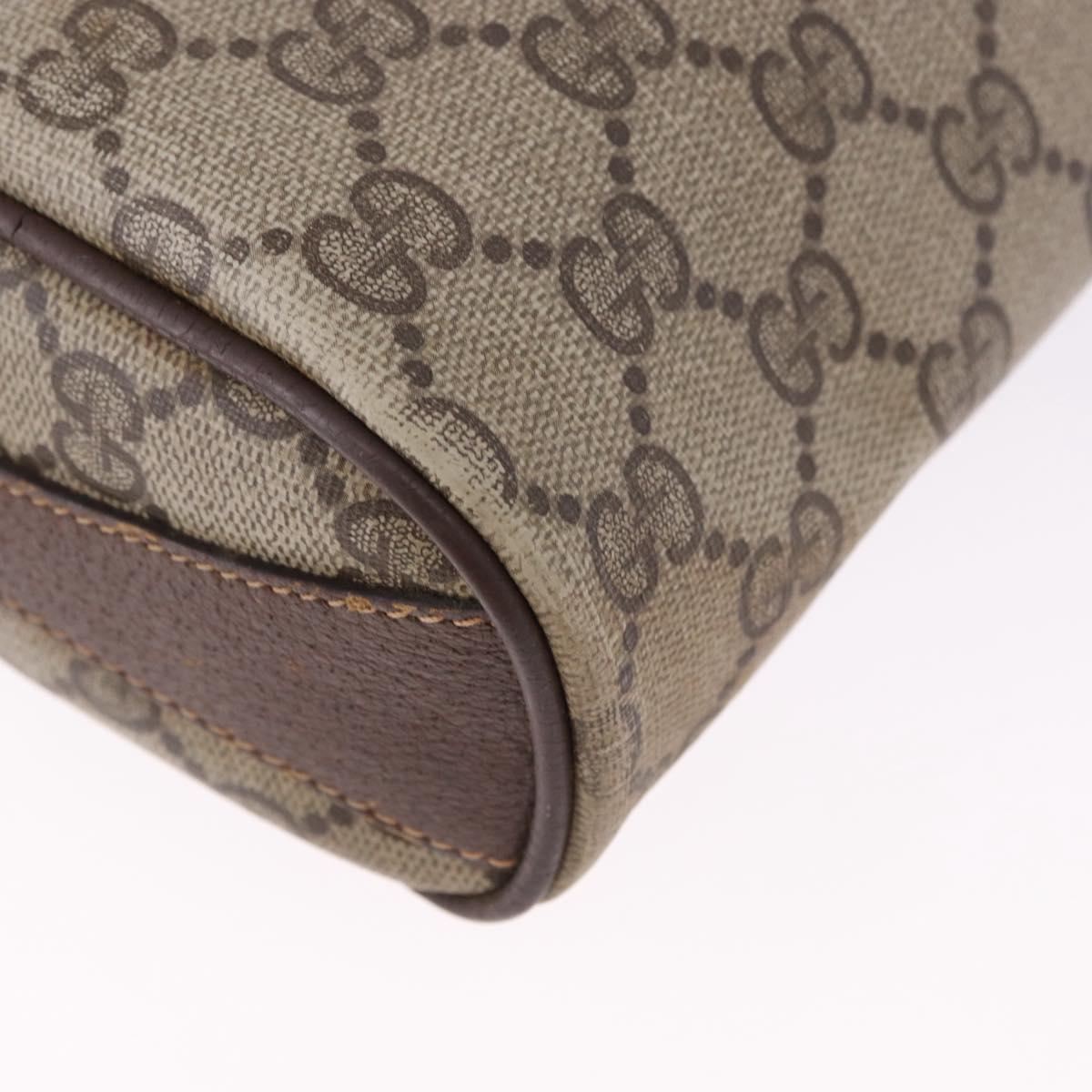 GUCCI GG Supreme Web Sherry Line Bag PVC Beige Gold 89 02 018 Auth 193543