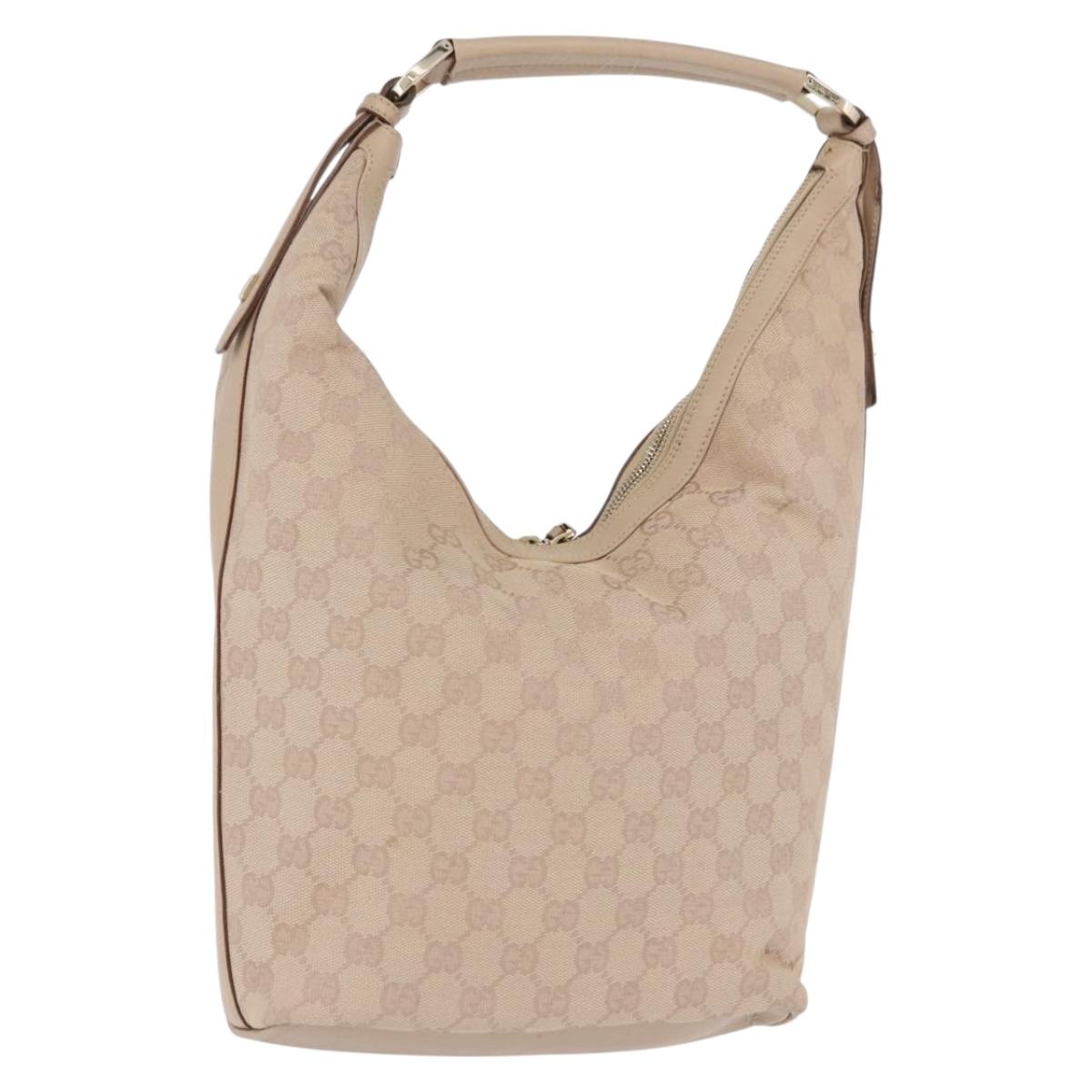 GUCCI GG Canvas Shoulder Bag Beige Gold 73885 Auth 193546A