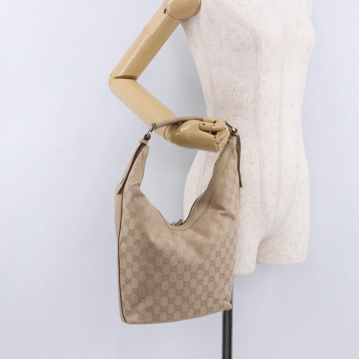 GUCCI GG Canvas Shoulder Bag Beige Gold 73885 Auth 193546A