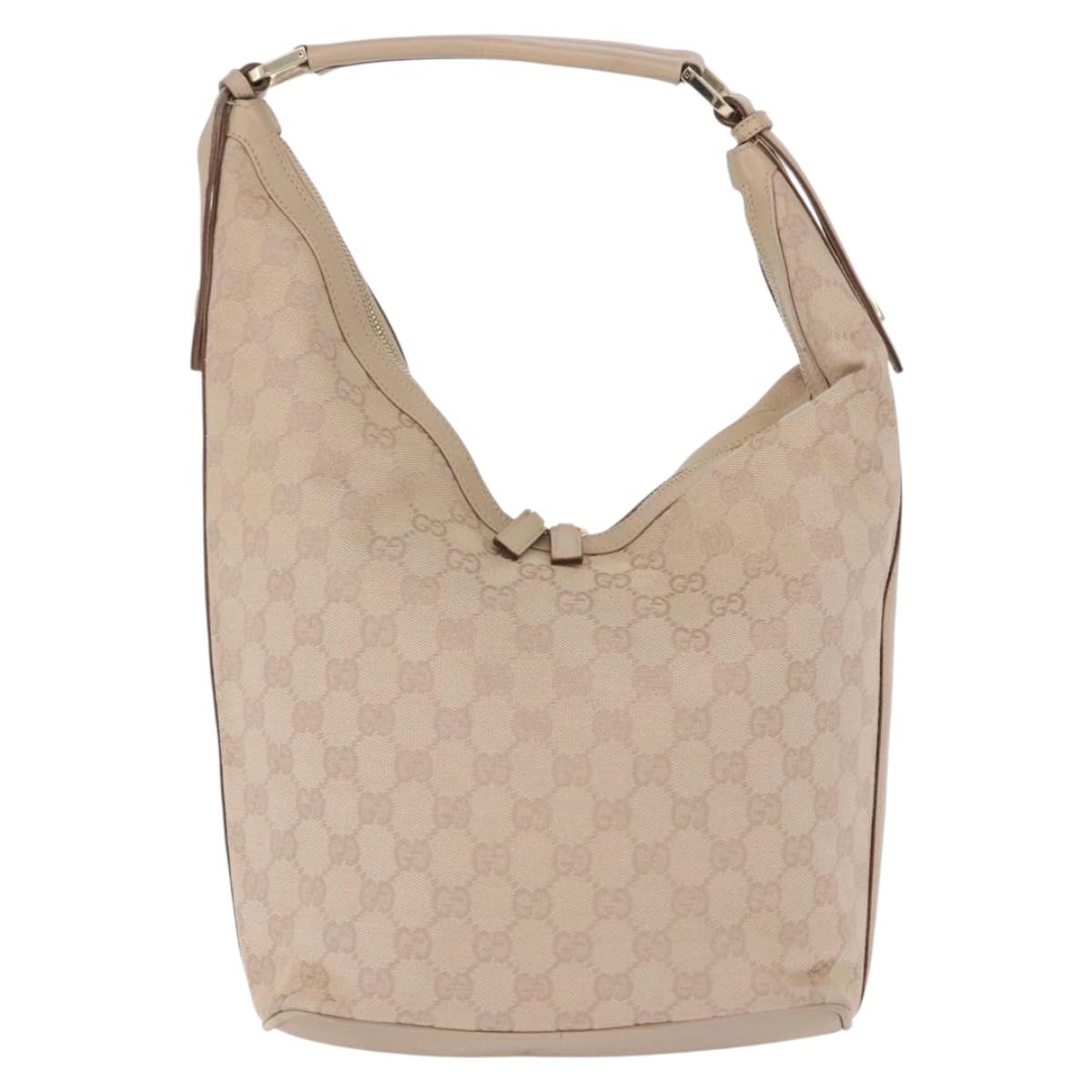 GUCCI GG Canvas Shoulder Bag Beige Gold 73885 Auth 193546A