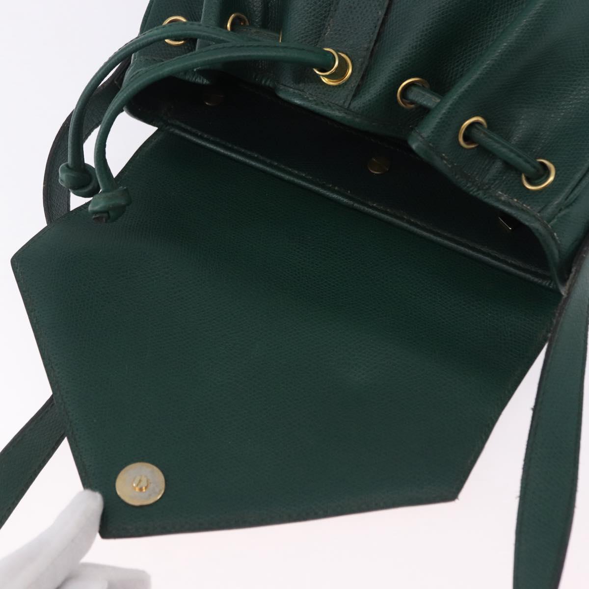 SAINT LAURENT Shoulder Bag Leather Green Gold Auth 193547A