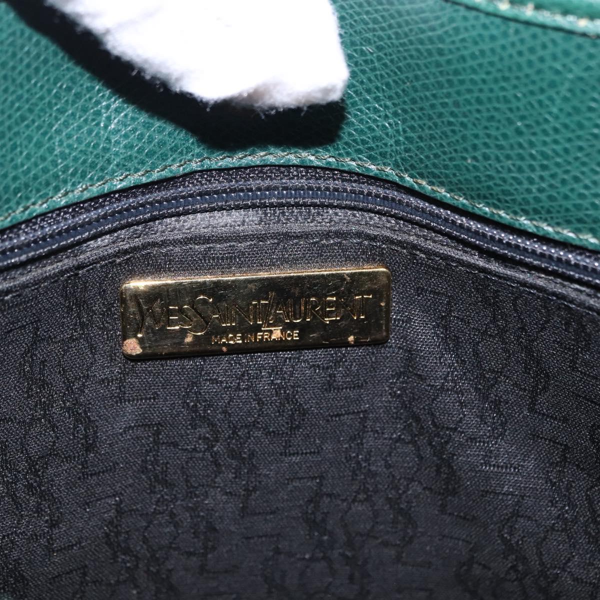 SAINT LAURENT Shoulder Bag Leather Green Gold Auth 193547A
