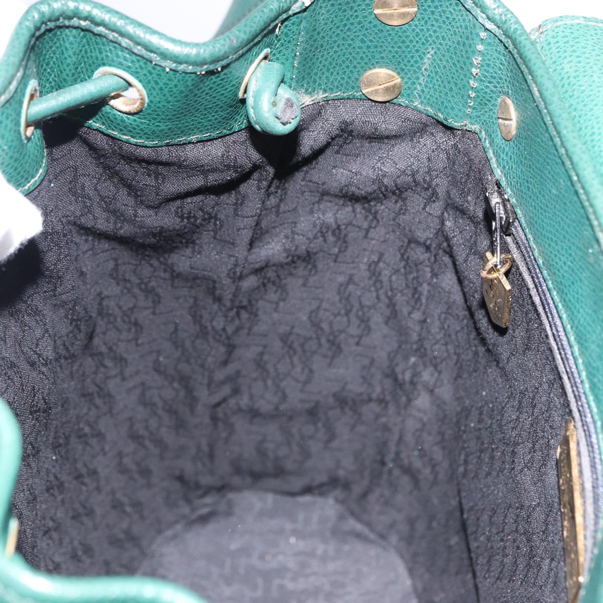 SAINT LAURENT Shoulder Bag Leather Green Gold Auth 193547A