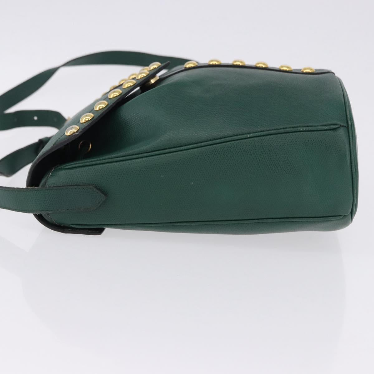 SAINT LAURENT Shoulder Bag Leather Green Gold Auth 193547A