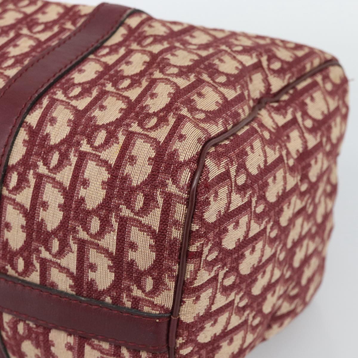 Christian Dior Trotter Canvas Boston Bag Red Gold Auth 193548