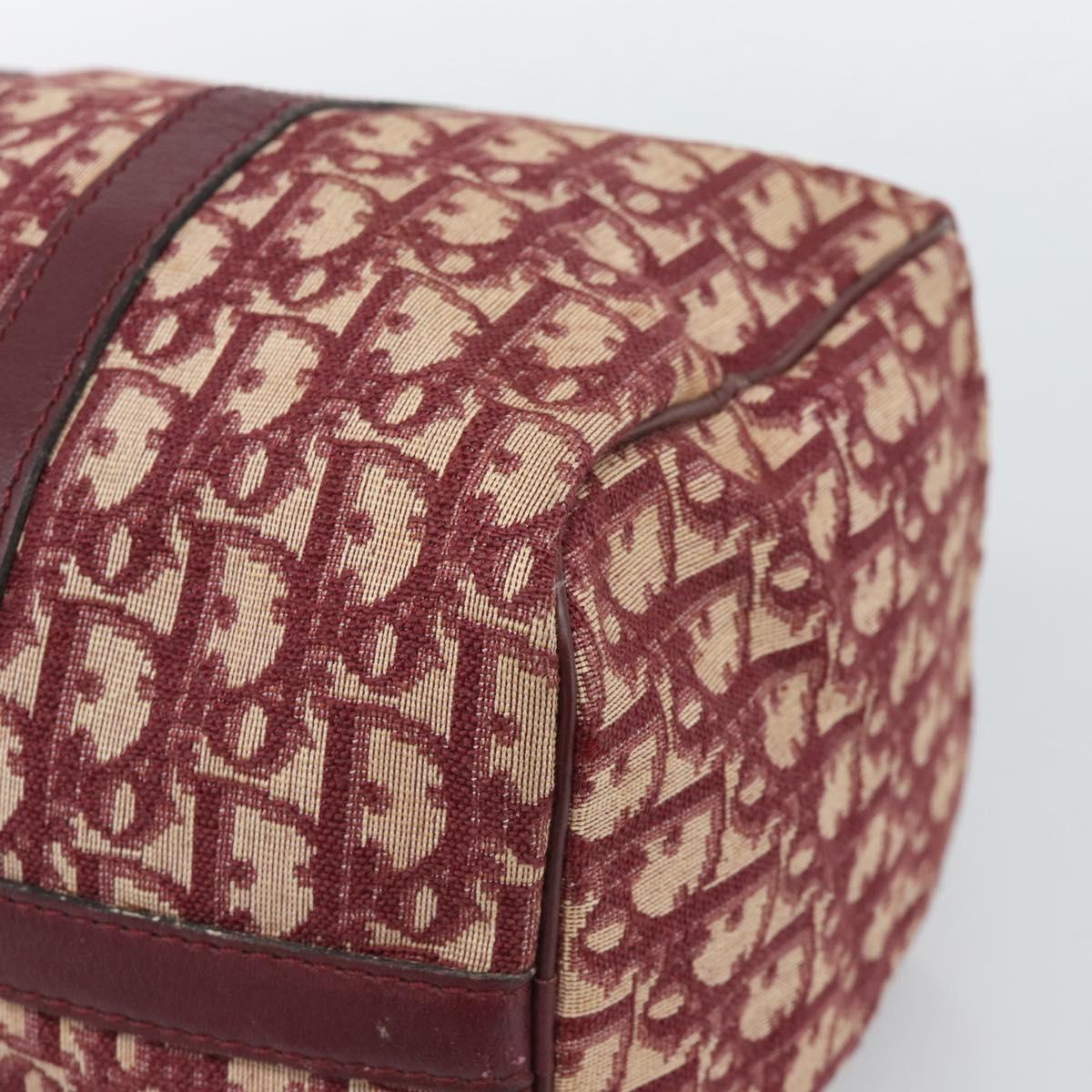 Christian Dior Trotter Canvas Boston Bag Red Gold Auth 193548