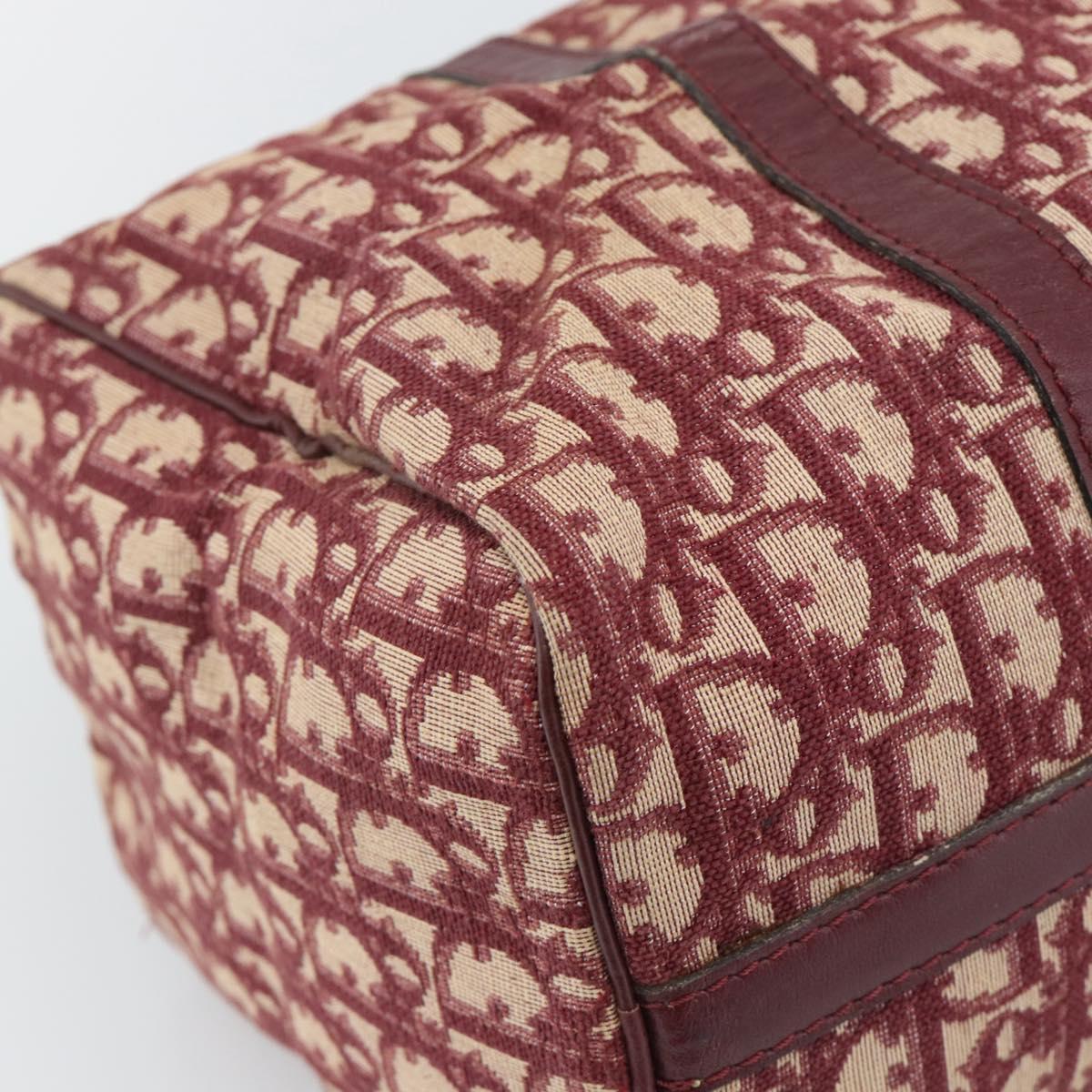 Christian Dior Trotter Canvas Boston Bag Red Gold Auth 193548
