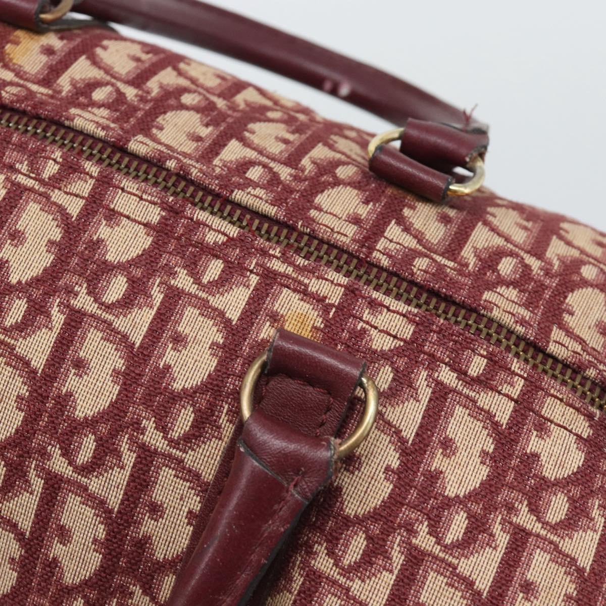 Christian Dior Trotter Canvas Boston Bag Red Gold Auth 193548