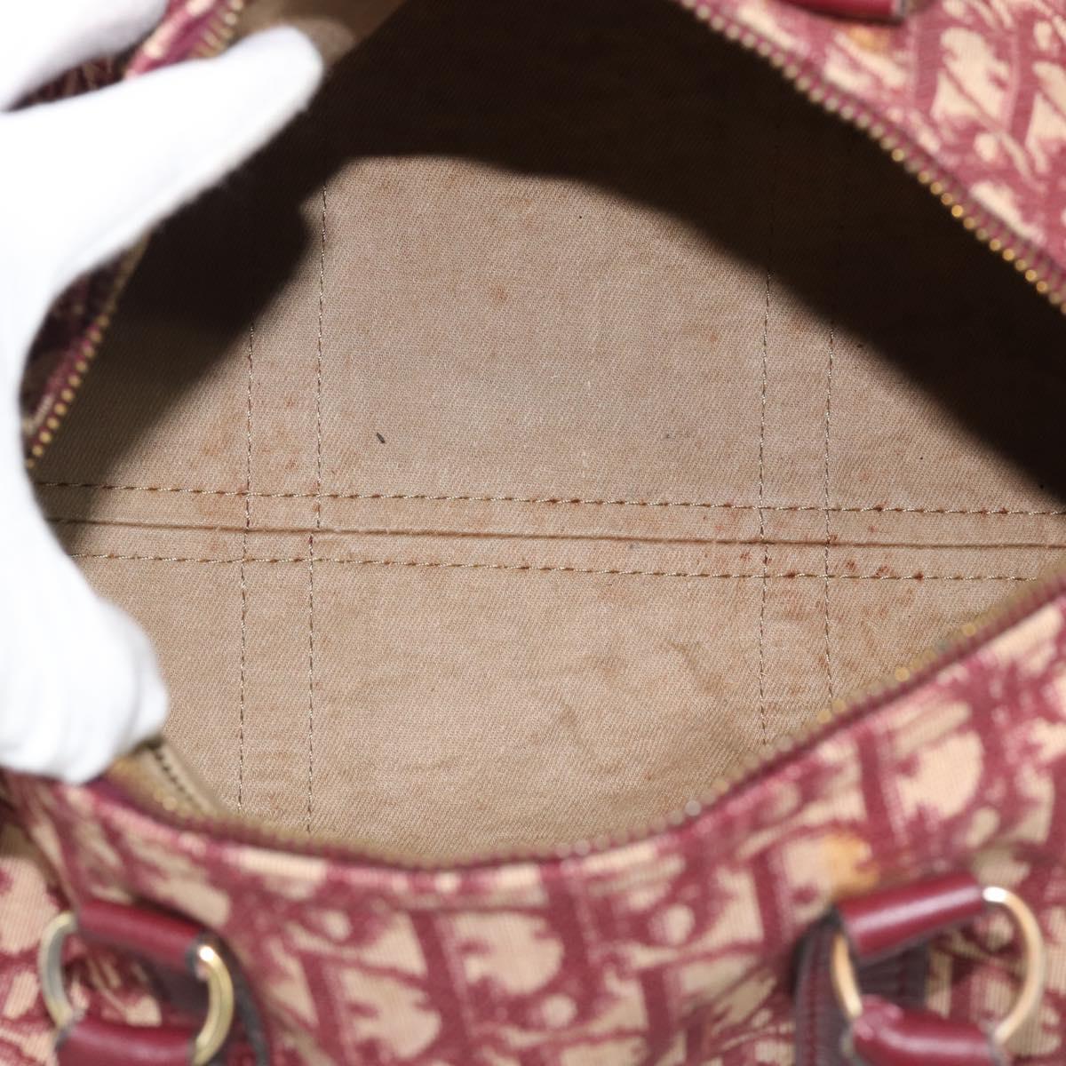 Christian Dior Trotter Canvas Boston Bag Red Gold Auth 193548