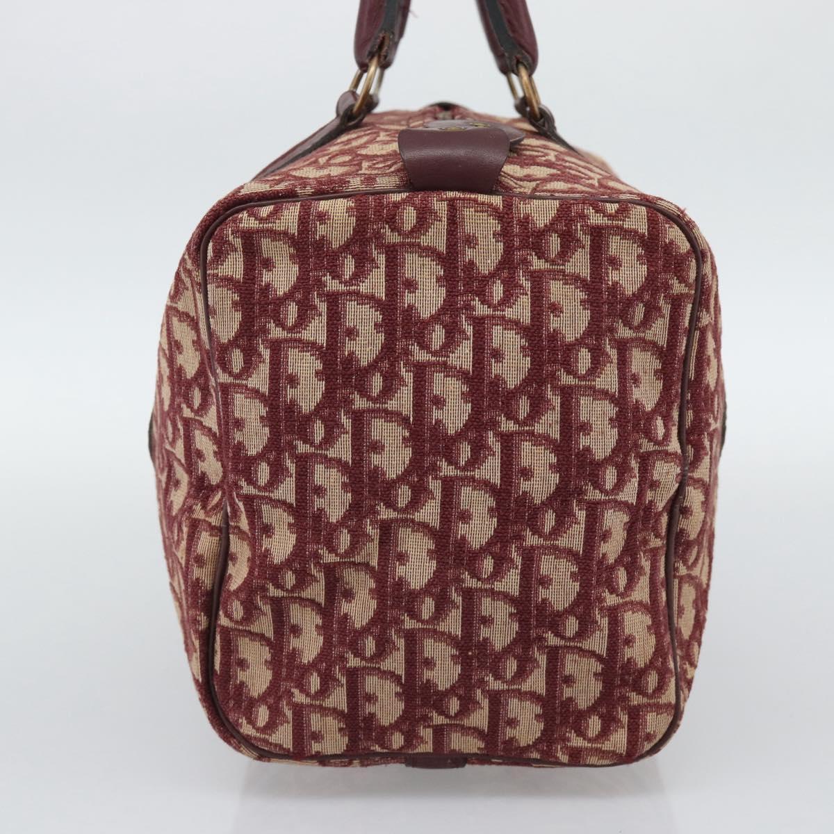 Christian Dior Trotter Canvas Boston Bag Red Gold Auth 193548