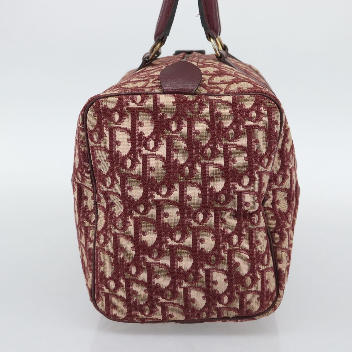 Christian Dior Trotter Canvas Boston Bag Red Gold Auth 193548