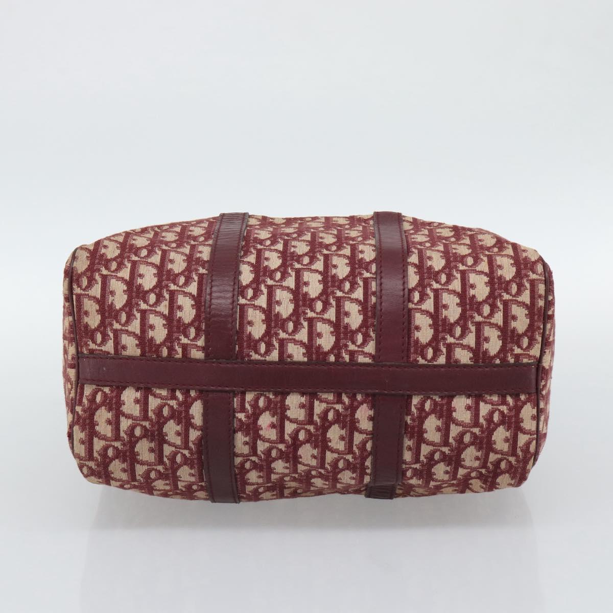 Christian Dior Trotter Canvas Boston Bag Red Gold Auth 193548