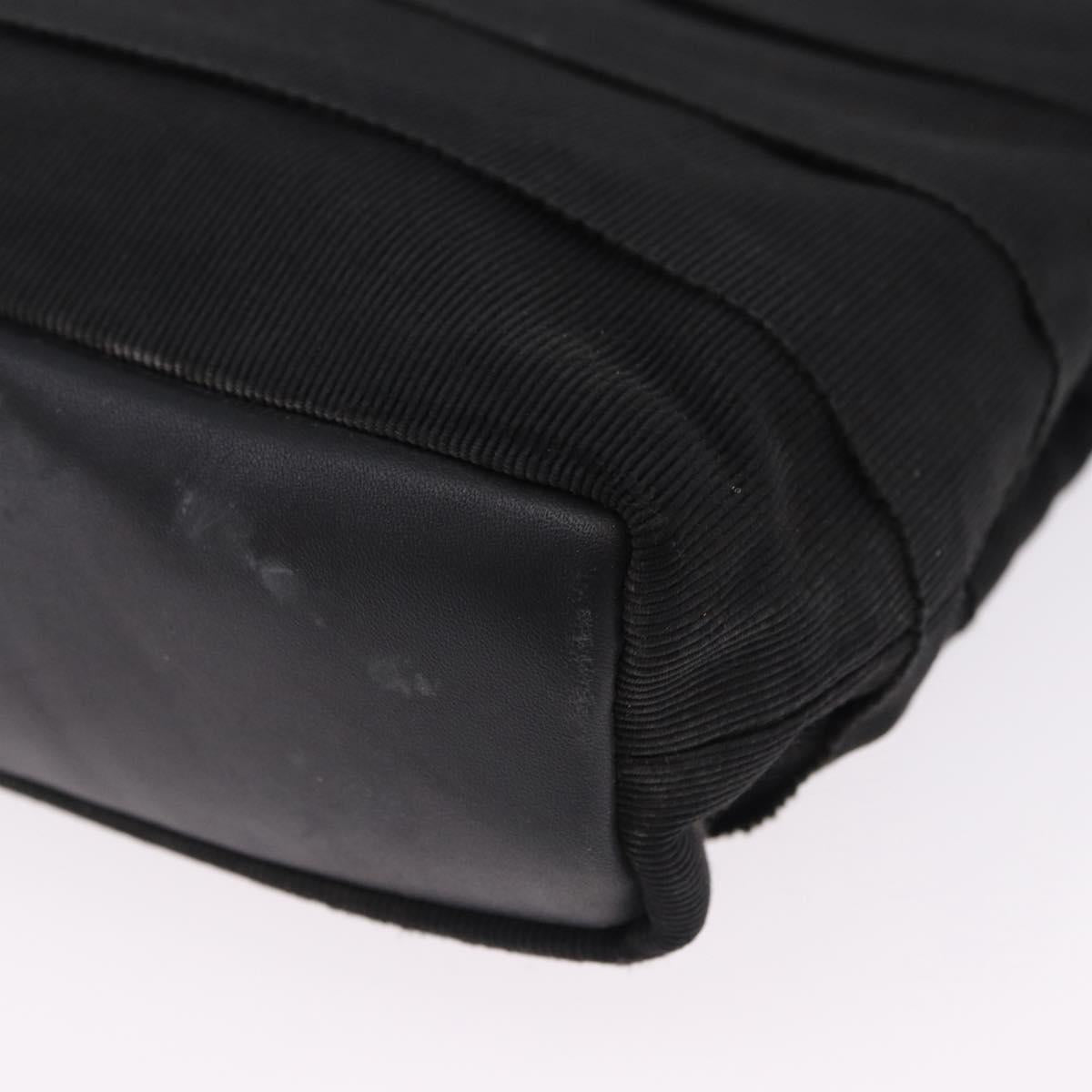 Salvatore Ferragamo Vala Hand Bag Canvas 2way Black Gold Auth 193549