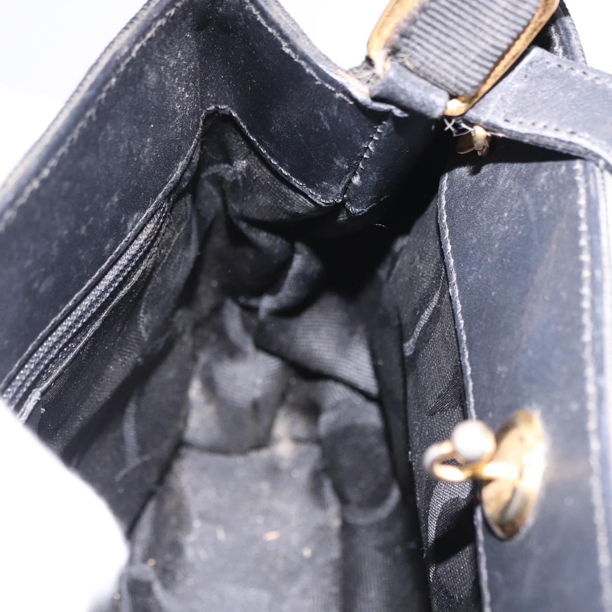 Salvatore Ferragamo Vala Hand Bag Canvas 2way Black Gold Auth 193549