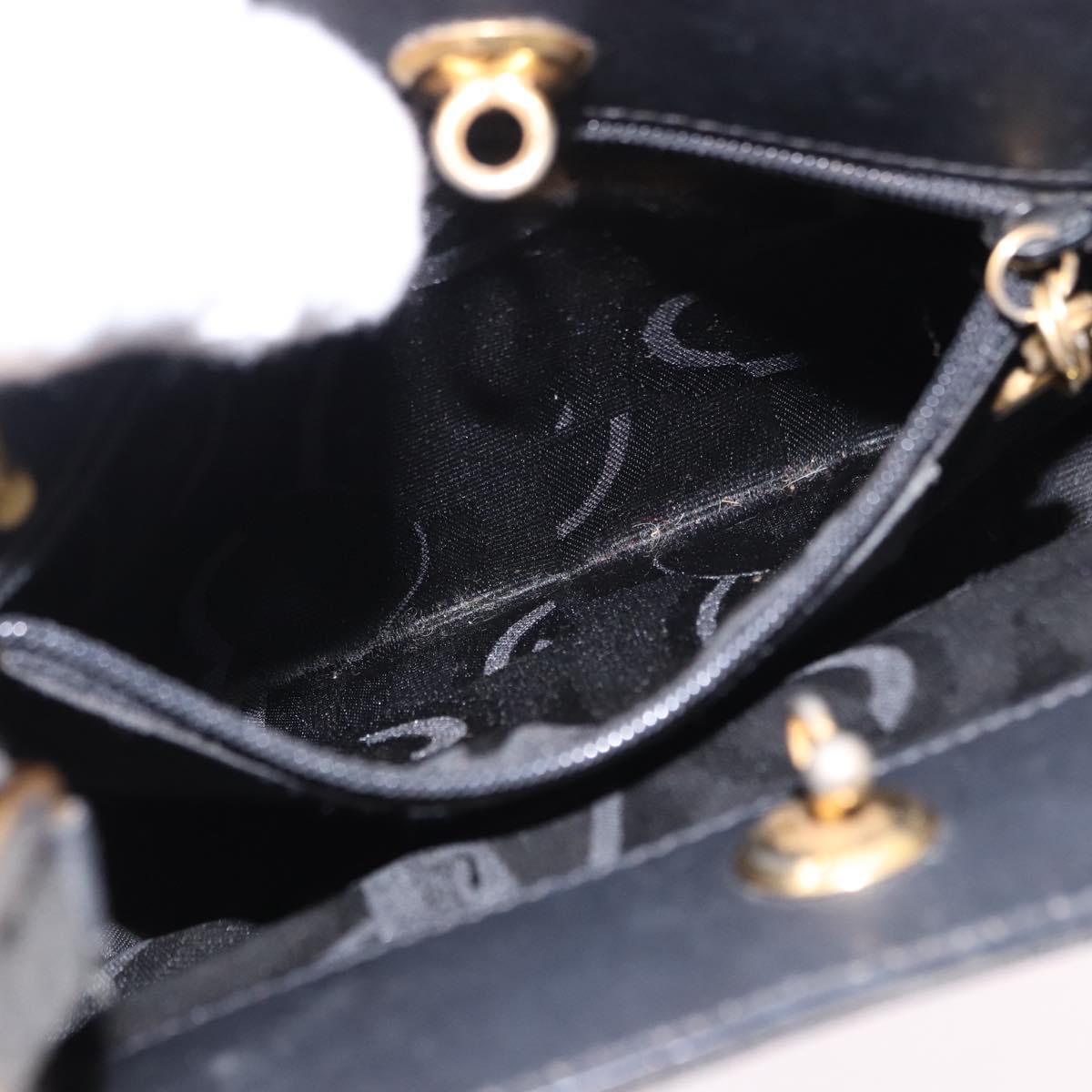 Salvatore Ferragamo Vala Hand Bag Canvas 2way Black Gold Auth 193549