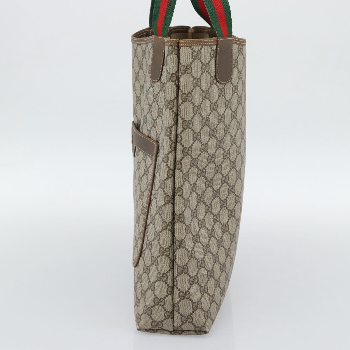 GUCCI GG Supreme Web Sherry Line Tote Bag PVC Beige 39 02 003 Auth 193552A