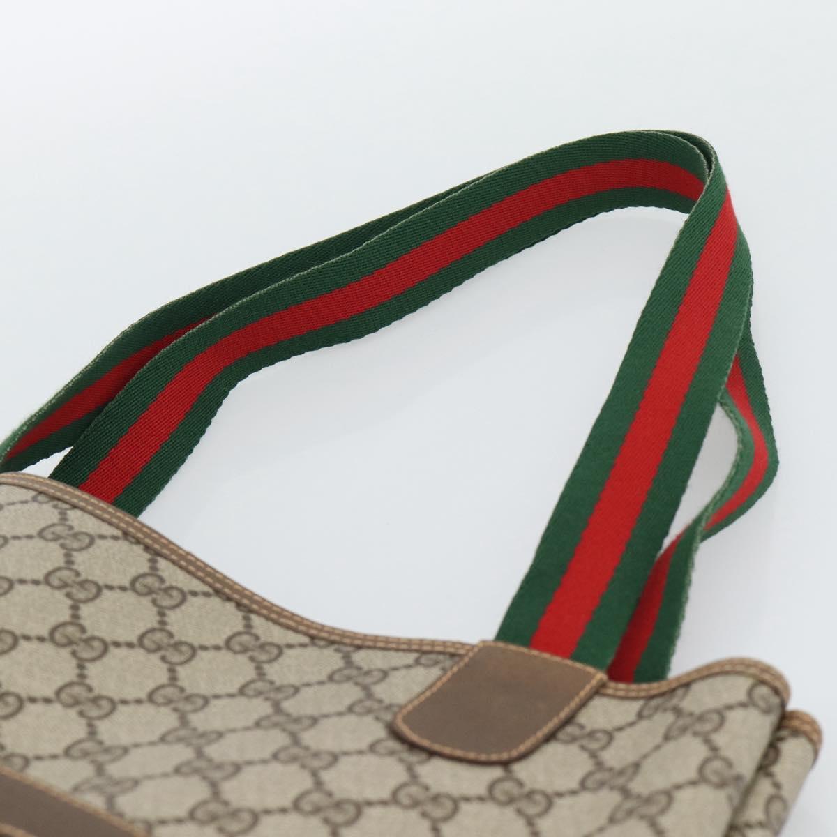 GUCCI GG Supreme Web Sherry Line Tote Bag PVC Beige 39 02 003 Auth 193552A