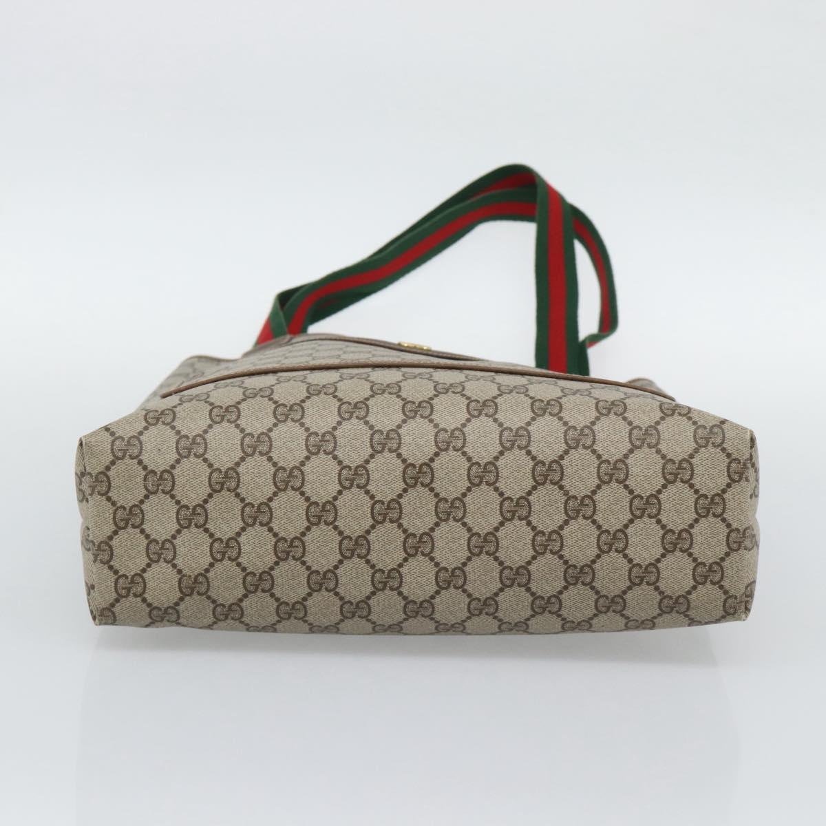 GUCCI GG Supreme Web Sherry Line Tote Bag PVC Beige 39 02 003 Auth 193552A