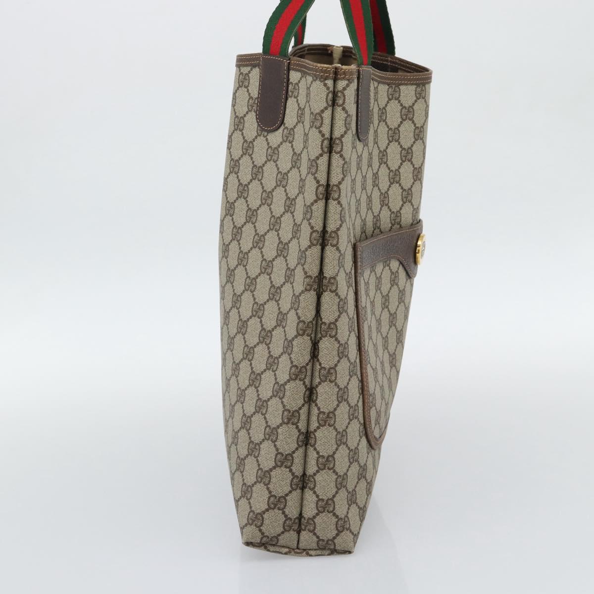 GUCCI GG Supreme Web Sherry Line Bag PVC Beige Gold 002 123 6487 Auth 193553A
