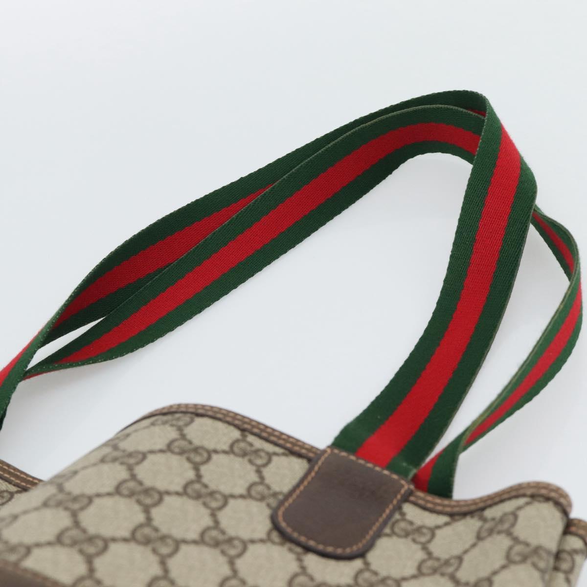 GUCCI GG Supreme Web Sherry Line Bag PVC Beige Gold 002 123 6487 Auth 193553A