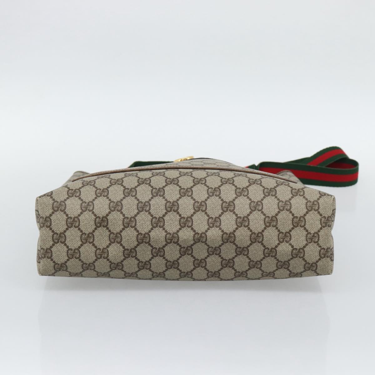 GUCCI GG Supreme Web Sherry Line Bag PVC Beige Gold 002 123 6487 Auth 193553A