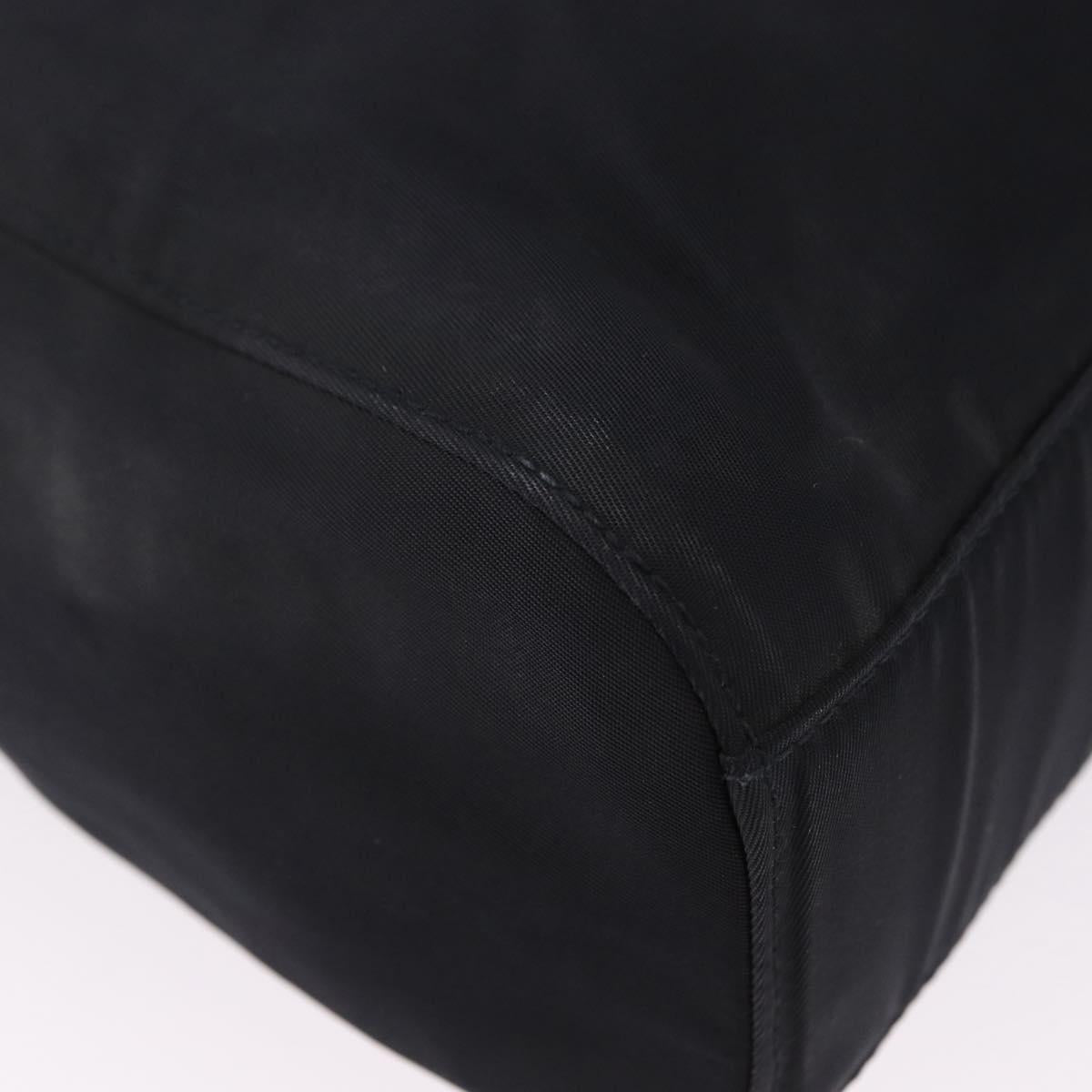 PRADA Chain Shoulder Tote Bag Nylon Black Gold Auth 193554