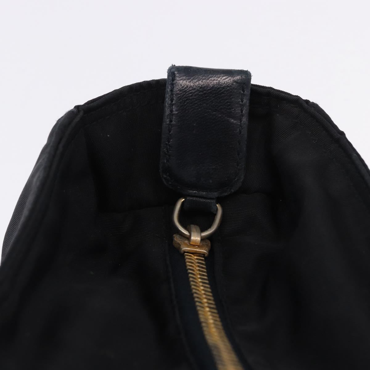 PRADA Chain Shoulder Tote Bag Nylon Black Gold Auth 193554