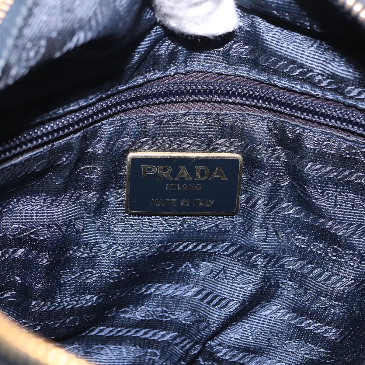 PRADA Chain Shoulder Tote Bag Nylon Black Gold Auth 193554