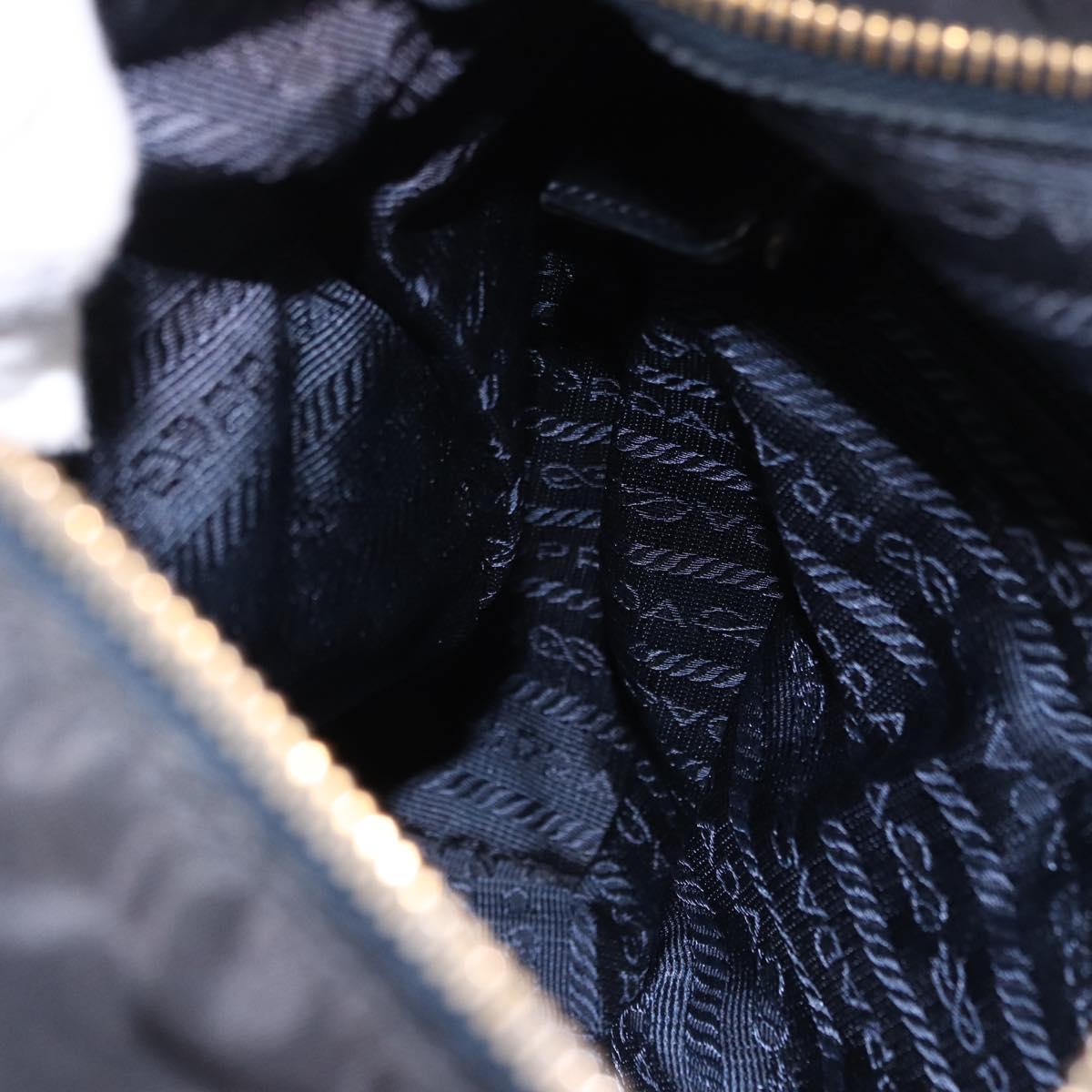 PRADA Chain Shoulder Tote Bag Nylon Black Gold Auth 193554