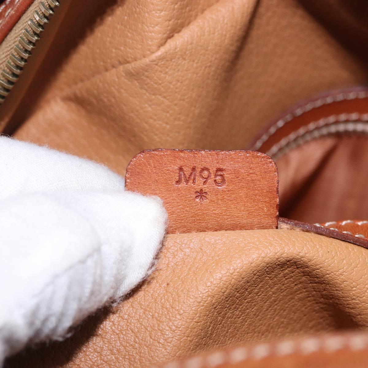 CELINE Macadam Canvas Hand Bag PVC Leather Brown Gold Auth 193555