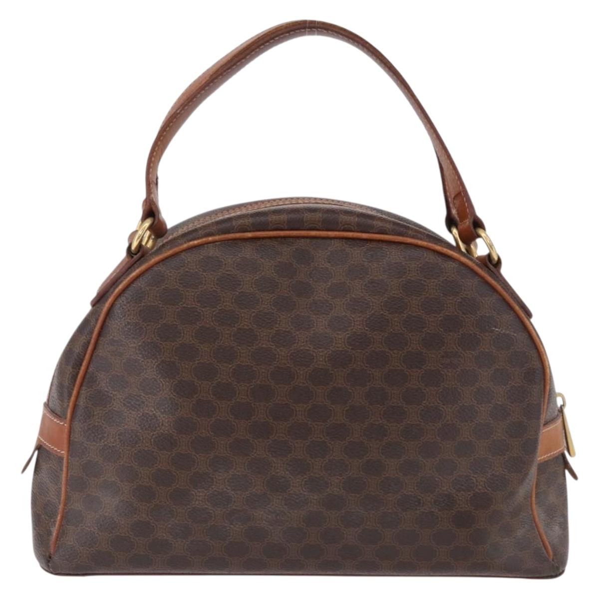 CELINE Macadam Canvas Hand Bag PVC Leather Brown Gold Auth 193555
