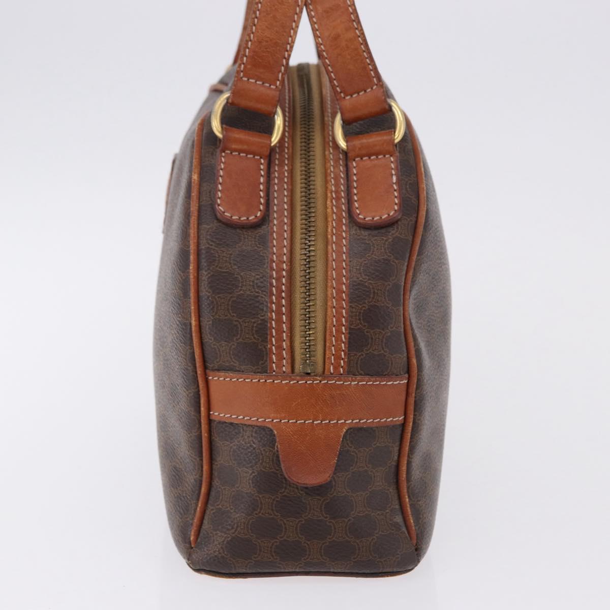 CELINE Macadam Canvas Hand Bag PVC Leather Brown Gold Auth 193555
