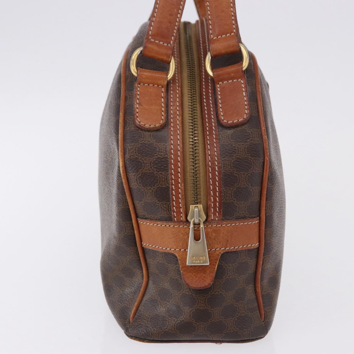 CELINE Macadam Canvas Hand Bag PVC Leather Brown Gold Auth 193555