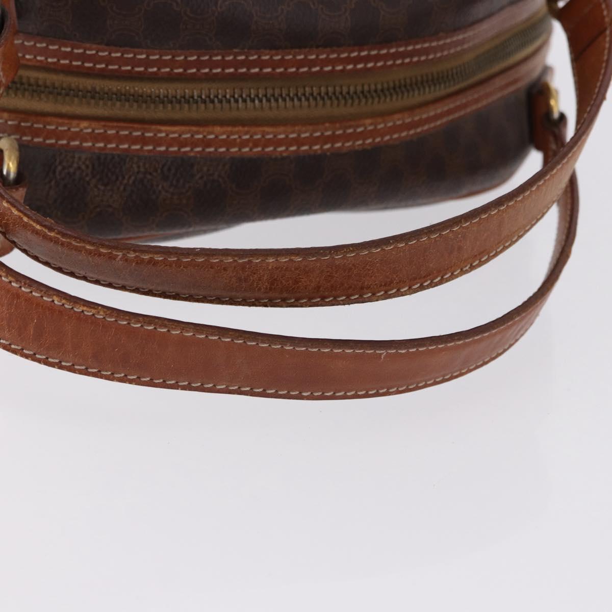 CELINE Macadam Canvas Hand Bag PVC Leather Brown Gold Auth 193555