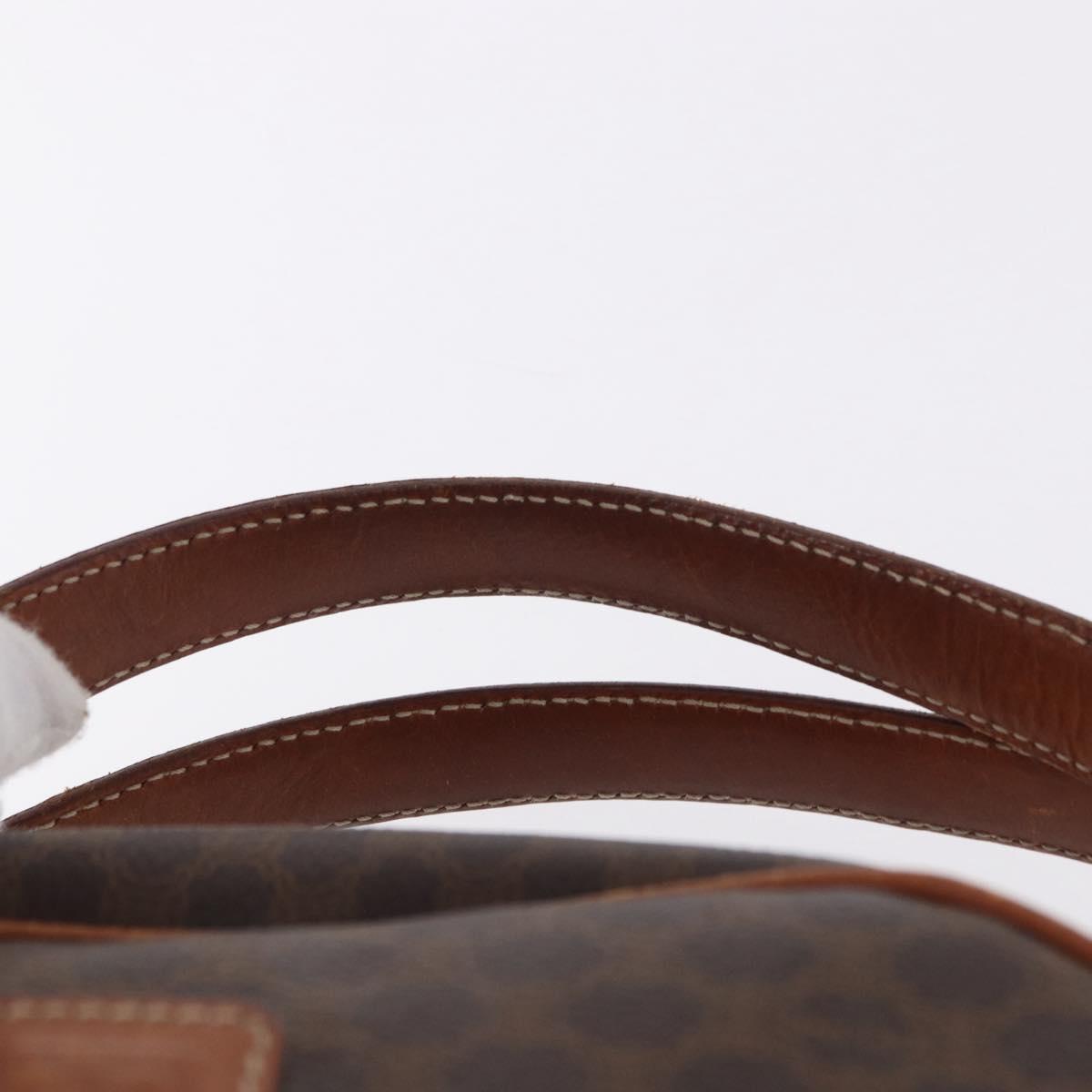 CELINE Macadam Canvas Hand Bag PVC Leather Brown Gold Auth 193555