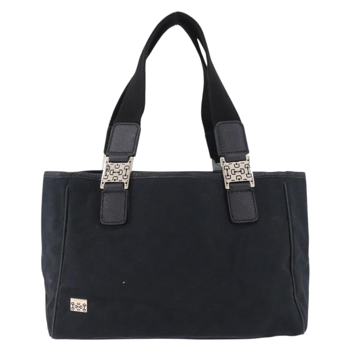 GUCCI GG Canvas Hand Bag Black Gold 145810 Auth 193556A