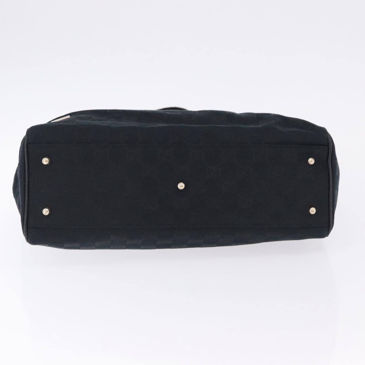 GUCCI GG Canvas Hand Bag Black Gold 145810 Auth 193556A